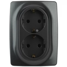 Розетка Эра 12 2X2P+E Schuko 16A-250В IP20 Anthracite 12-2106-05 / Б0031232