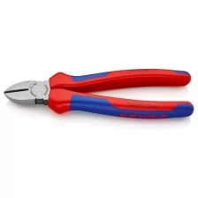 Бокорезы (кусачки боковые) KNIPEX KN-7002180, рез: мягкая проволока Ø 4 мм, проволока средней твёрдости Ø 3 мм, твёрдая проволока Ø 2.5 мм, L-180 мм, твёрдость кромок 62 HRC, чёрные, 2-компонентные рукоятки